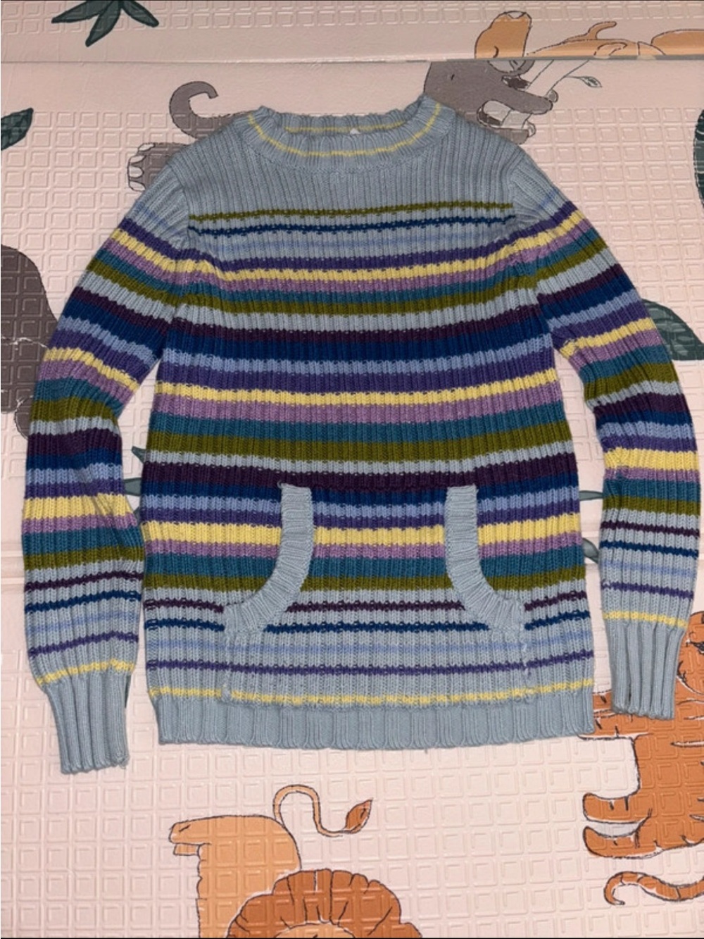 GAP Factory Light Blue Striped Kids Sweater